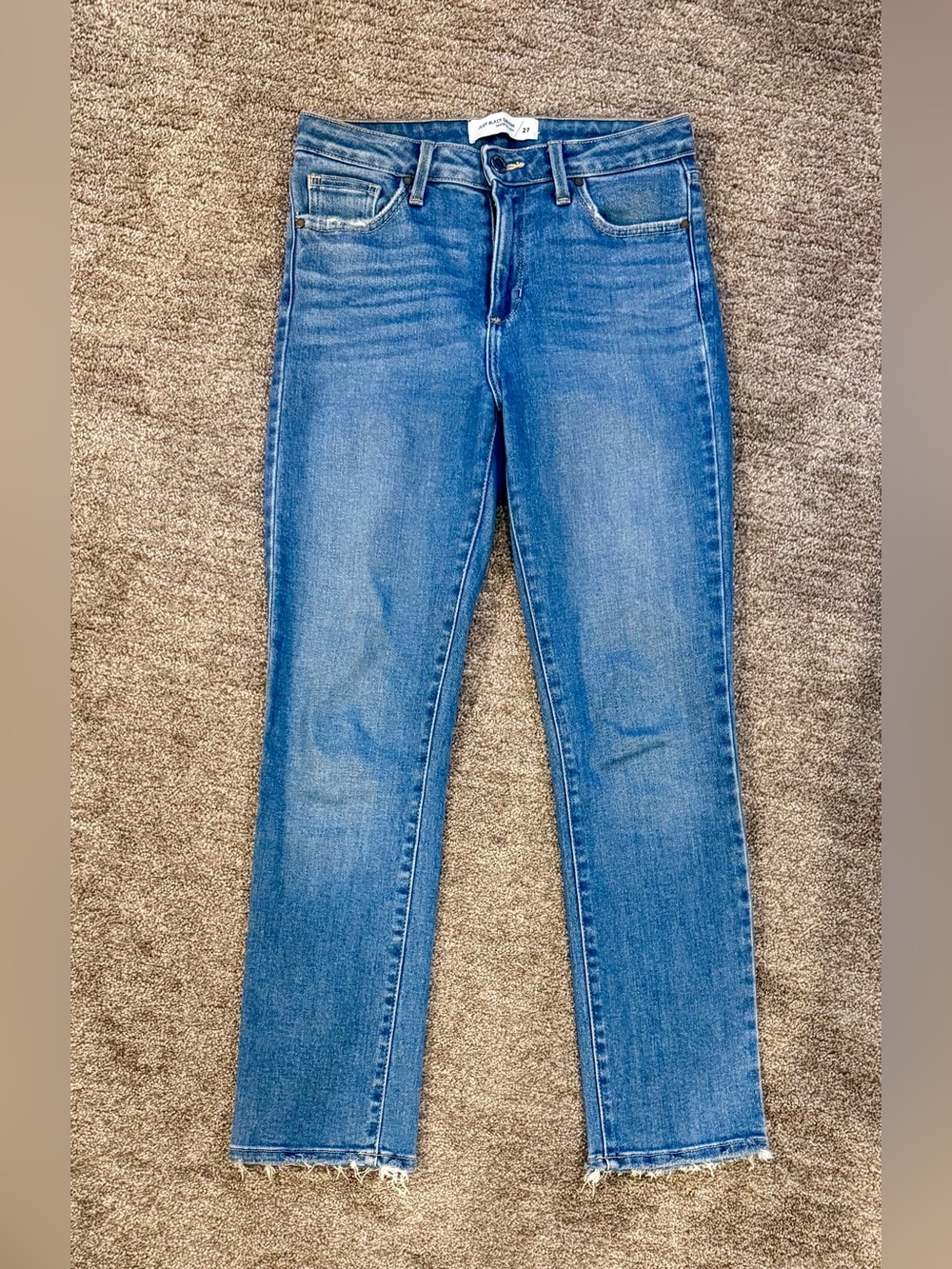 Just Black Blue Straight Leg Jeans with Raw Hem